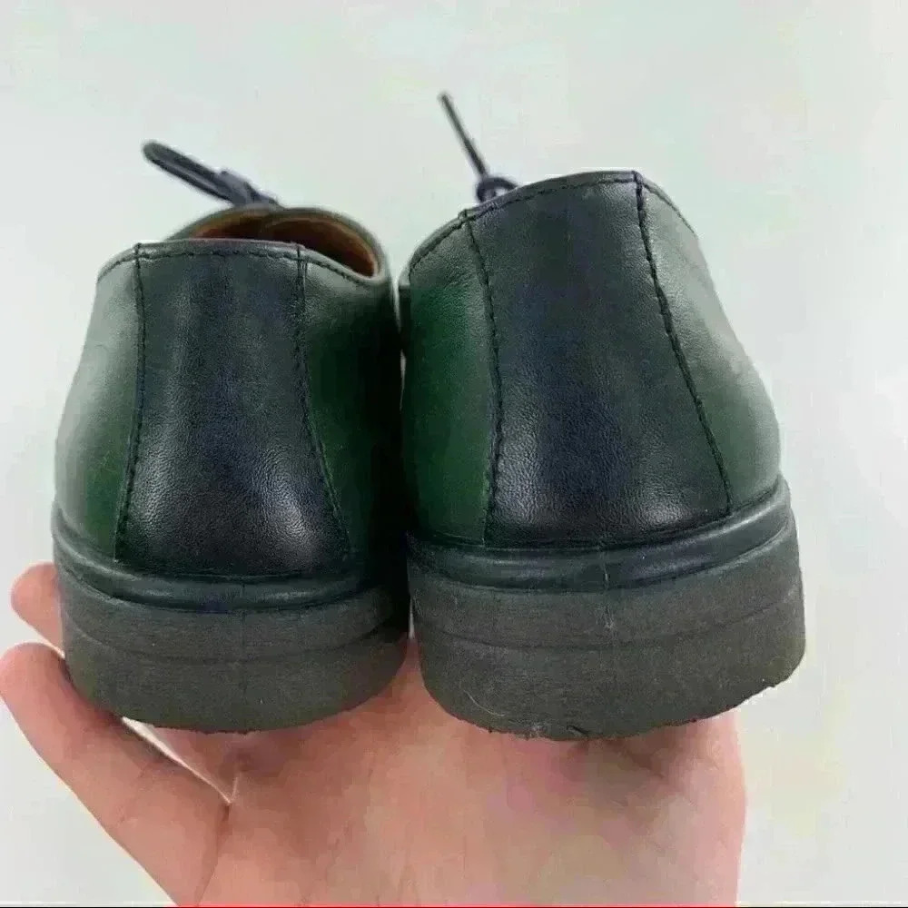 Rohde Oxfords 4.5 green blue leather color blocked vintage 80s 90s grandpa core - Picture 9 of 14